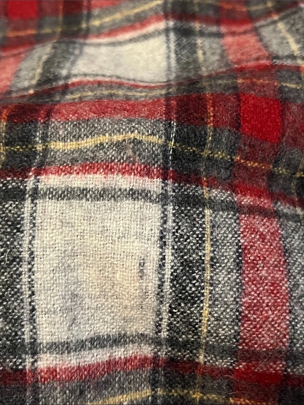 Pendleton Red, Gray & Cream Plaid Wool Scarf